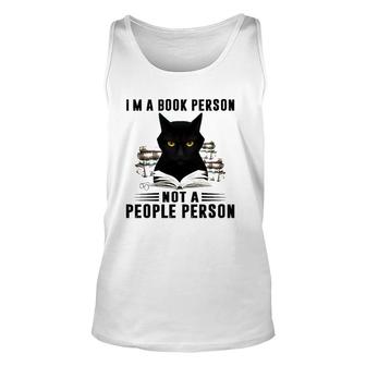 I'm A Book Person Not A People Person Books Reading Black Cat Lover Tank Top | Mazezy