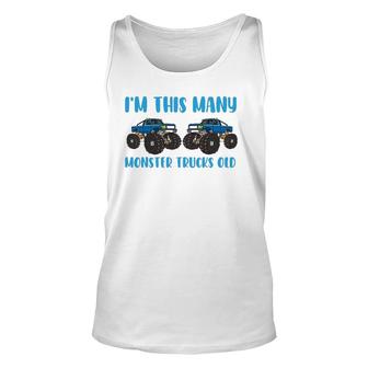 I'm This Many Monster Trucks Old Toddler 2 Years 2Nd Birthday Tank Top | Mazezy