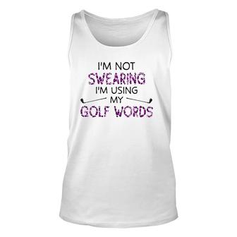 Womens I'm Not Swearing I'm Using My Golf Words Purple Leopard V-Neck Tank Top | Mazezy