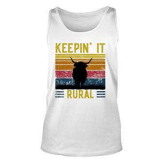 Keepin' It Rural Scottish Highland Cow For Cattle Farmer Unisex Tank Top | Mazezy