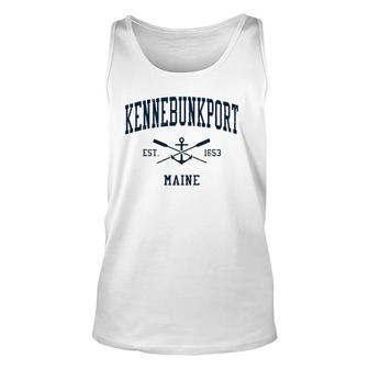 Kennebunkport Me Vintage Navy Crossed Oars & Boat Anchor Unisex Tank Top | Mazezy