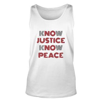Know Justice Know Peace No Justice No Peace Premium Unisex Tank Top - Seseable