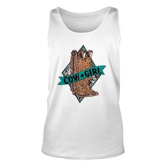 Leopard Cowgirl Boots Western Country Cowboy Rodeo Dad Unisex Tank Top | Mazezy