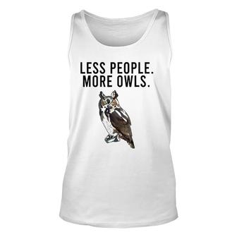 Less People More Owls Great Horned Owl Funny Introvert Unisex Tank Top | Mazezy