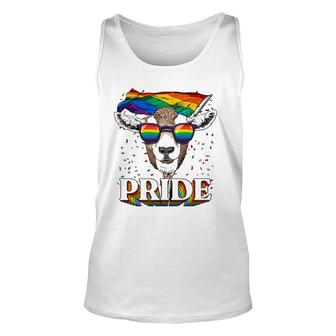 Lgbt Goat Gay Pride Lgbtq Rainbow Flag Sunglasses Unisex Tank Top | Mazezy
