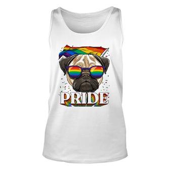 Lgbt Pug Gay Pride Lgbtq Rainbow Flag Sunglasses Unisex Tank Top | Mazezy CA