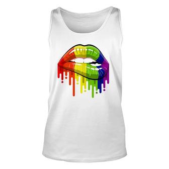 Lgbt Rainbow Color Lips Pride Gay Homosexual Lesbian Unisex Tank Top | Mazezy