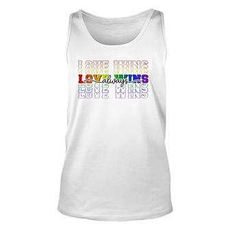 Love Always Wins Lgbtq Ally Gay Pride Equal Rights Rainbow Unisex Tank Top | Mazezy CA