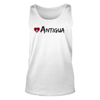 Love Antigua Heart Country Flag Souvenir Gift Unisex Tank Top | Mazezy