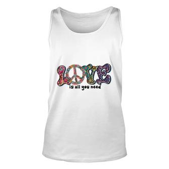 Love Is All You Need Peace Sign Colorful Hippie Style Unisex Tank Top - Thegiftio UK