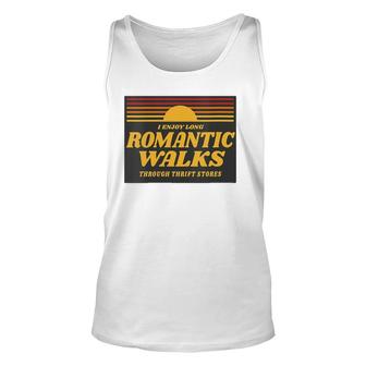 Womens I Love Long Romantic Walks Through Thrift Stores Thrifting V-Neck Tank Top | Mazezy