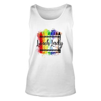 Lunch Lady Crayon Colorful School Cafeteria Lunch Lady Gift Unisex Tank Top | Mazezy