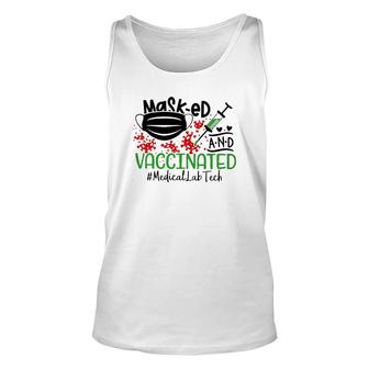 Masked And Vaccinated Medical Lab Tech Unisex Tank Top | Mazezy