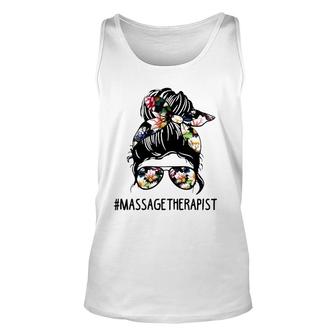Massage Therapist Flower Headband And Glasses Unisex Tank Top | Mazezy