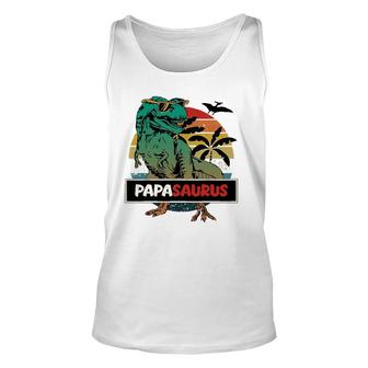 Mens Matching Papasaurusrex Father's Day Grandpa Dad Tank Top | Mazezy