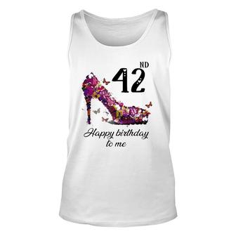Mb 42Nd Birthday Butterfly Shoe Happy Birthday To Me Unisex Tank Top | Mazezy
