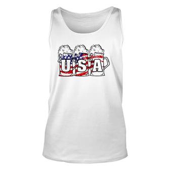 Mens 4Th Of July Usa Beer American Flag Women Merica Unisex Tank Top | Mazezy