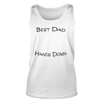 Mens Best Dad Hands Down Kids Craft Hand Print Fathers Day Unisex Tank Top | Mazezy