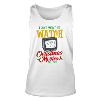 Mens Christmas Movie Lover Fan Watch Tv At Xmas Unisex Tank Top | Mazezy
