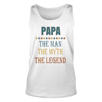 Mens Papa Man Myth Legend Funny Gift Unisex Tank Top | Mazezy