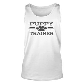 Mens Puppy Trainer Human Gay Pup Play Leather Gear Men Unisex Tank Top | Mazezy