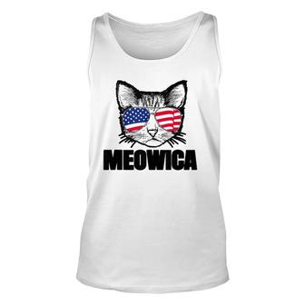 Meowica Patriotic Cat 4Th Of July Tee American Flag Graphics Tank Top | Mazezy