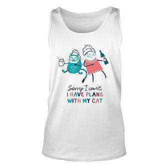Mum To Be Sorry I Cant I Have Plans With My Cat Mug | Crazy Cat Lady Gifts Unisex Tank Top - Thegiftio