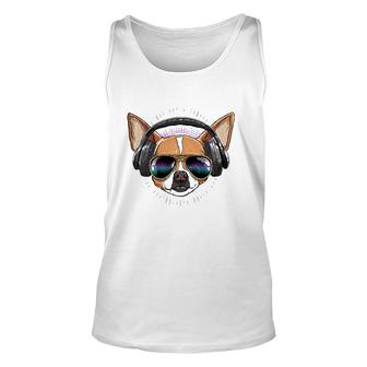 Music Chihuahua Dj With Headphones Musical Dog Lovers Unisex Tank Top | Mazezy