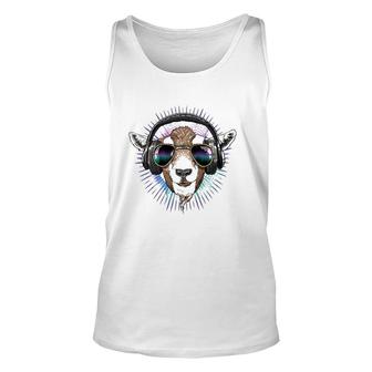 Music Goat Dj With Headphones Musical Goat Lovers Unisex Tank Top | Mazezy