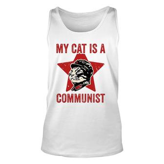 My Cat Is A Communist Vintage Funny Cat Lover Saying Unisex Tank Top | Mazezy