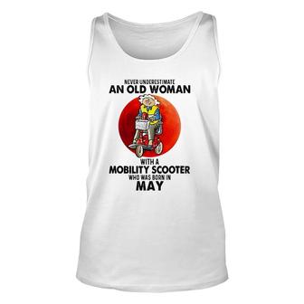 Never Underestimate An Old Woman With Mobility Scooter May Unisex Tank Top | Mazezy