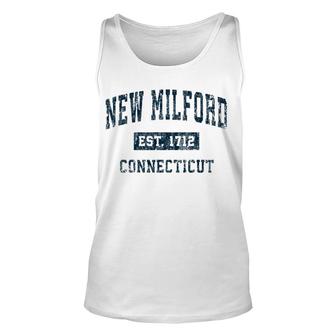 New Milford Connecticut Ct Vintage Sports Design Navy Print Unisex Tank Top | Mazezy