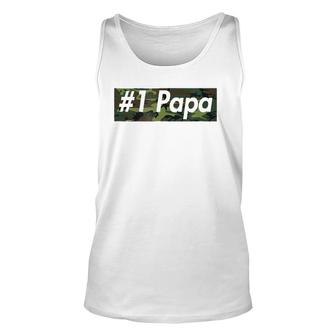 Number One Papa , Best Father, Dad Camo Box Unisex Tank Top | Mazezy