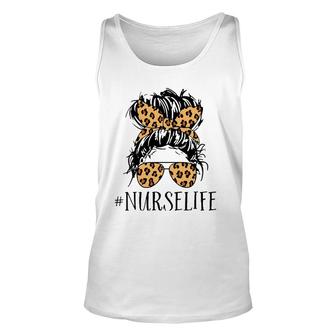 Nurse Life Messy Bun Leopard Unisex Tank Top | Mazezy AU