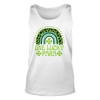 One Lucky Para St Patrick's Day Rainbow Leopard Paraprofessional Tank Top | Mazezy