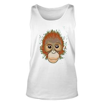 Orangutan Monkey Big Animal Face Unisex Tank Top | Mazezy
