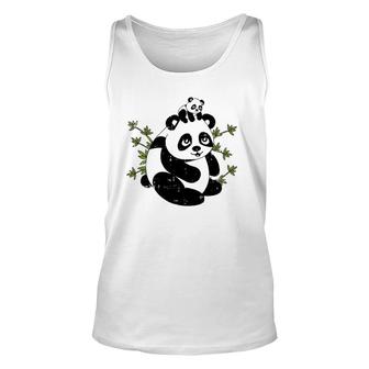 Papa Bear Panda Dad Baby Daddy Tee Cute Father's Day Gift Unisex Tank Top | Mazezy