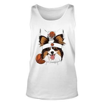 Papillon Basketball Dog Lovers Basketball Player Unisex Tank Top | Mazezy