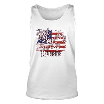 Patriotic Nurse God Country Family Usa Flag Unisex Tank Top | Mazezy CA