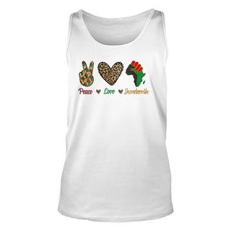 Peace Love Juneteenth Black Pride Independence Day Leopard V-Neck Tank Top | Mazezy