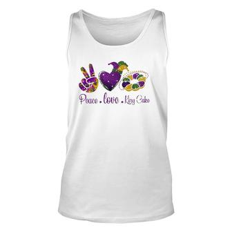 Peace Love King Cake A Mardi Gras Party Carnival Gifts Unisex Tank Top | Mazezy
