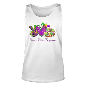 Peace Love King Cake Funny Mardi Gras Party Carnival Gifts Unisex Tank Top | Mazezy