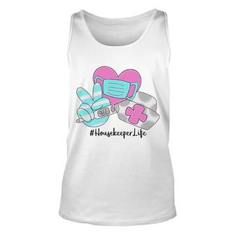 Peace Love Nursing Housekeeper Unisex Tank Top | Mazezy