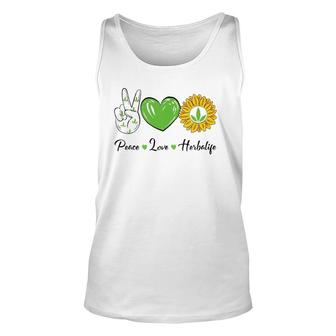 Womens Peace Love Sunshine Herbalifes Sunflower Essential V-Neck Tank Top | Mazezy