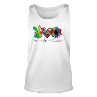 Peace Love Sunshine Sunflower Hippie Tie Dye Unisex Tank Top | Mazezy