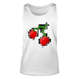 Pixel Cherries 8 Bit Video Game Graphic Unisex Tank Top | Mazezy