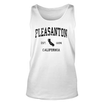 Pleasanton California Ca Vintage Sports Design Black Print Unisex Tank Top | Mazezy