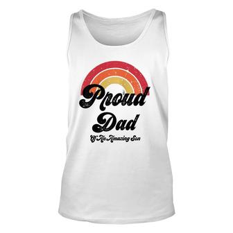 Proud Dad Of A Gay Son Lgbtq Ally Gifts Free Dad Hugs Bi Unisex Tank Top | Mazezy