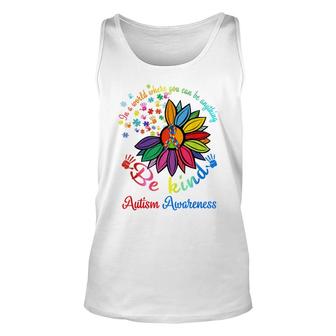 Puzzle Sunflower Be Kind Autism Awareness Mom Support Kids Unisex Tank Top - Seseable