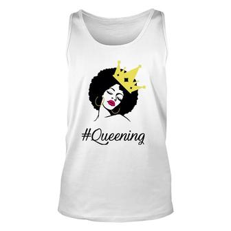 Queening Black Queen With Crown Unisex Tank Top | Mazezy